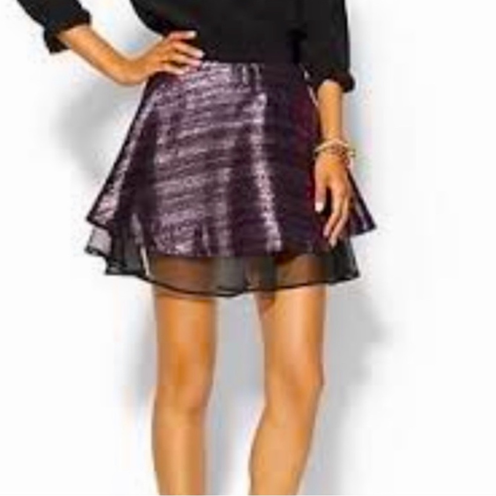 NWT MILLY Amanda Skirt Purple Black Sz 6 Silk Blend Glam Retro Whimsigoth Fairy